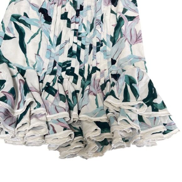 Tory Burch Pleats Ruffle Louisa Silk Floral Printed Knee Length Size 2 - Picture 7 of 14
